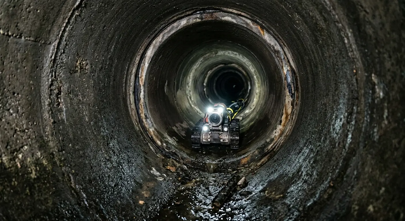 Robotic sewer camera inspecting pipe interior for Drain Snake Service in Medulla